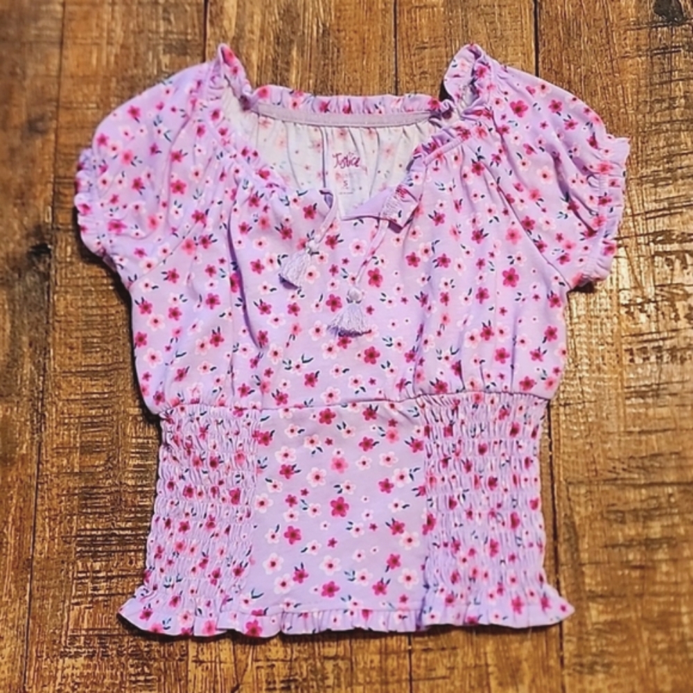 Gorls Justice smocked peasant top